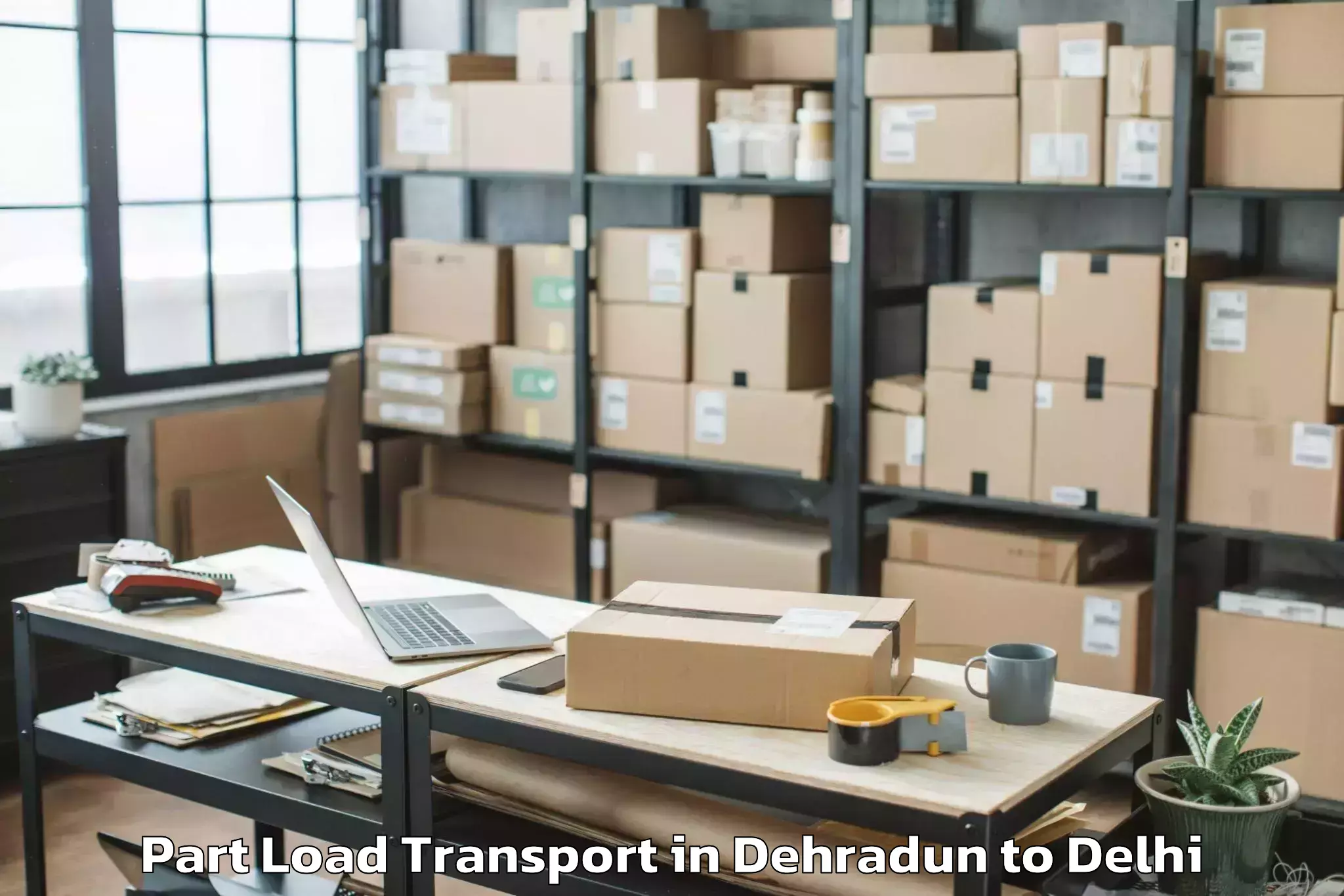 Get Dehradun to Kalkaji Part Load Transport